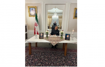 Ambassador Mridul Kumar signed the condolence book at Embassy of Iran in Berne on 23 May 2024